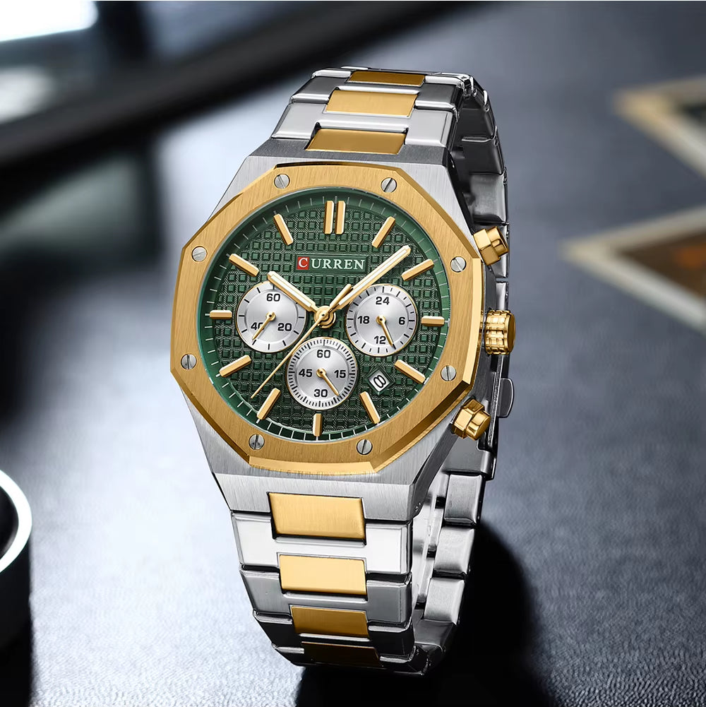 Hot Sale CURREN Top Brand Men Watch Quartz Six Needle Chronograph Stainless Steel Golden Wristwatch Watch for Men Reloj 8440