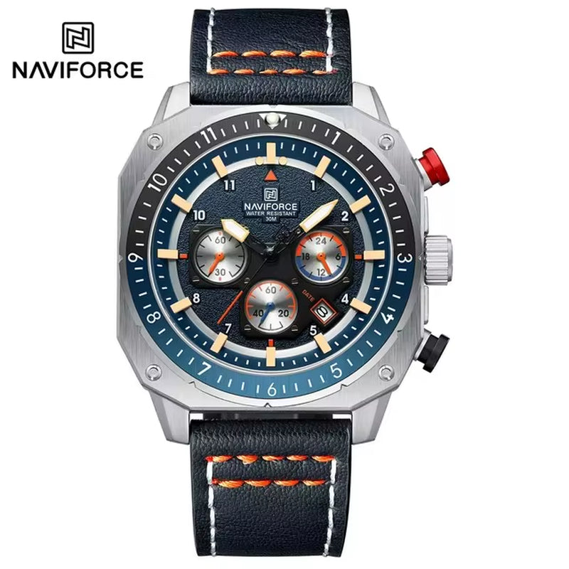 NAVIFORCE Top Brand Luxury Watch Fashion Quartz Men'S Wrist Watch Relogio Masculino Leather Band Multifunctional Man Watches