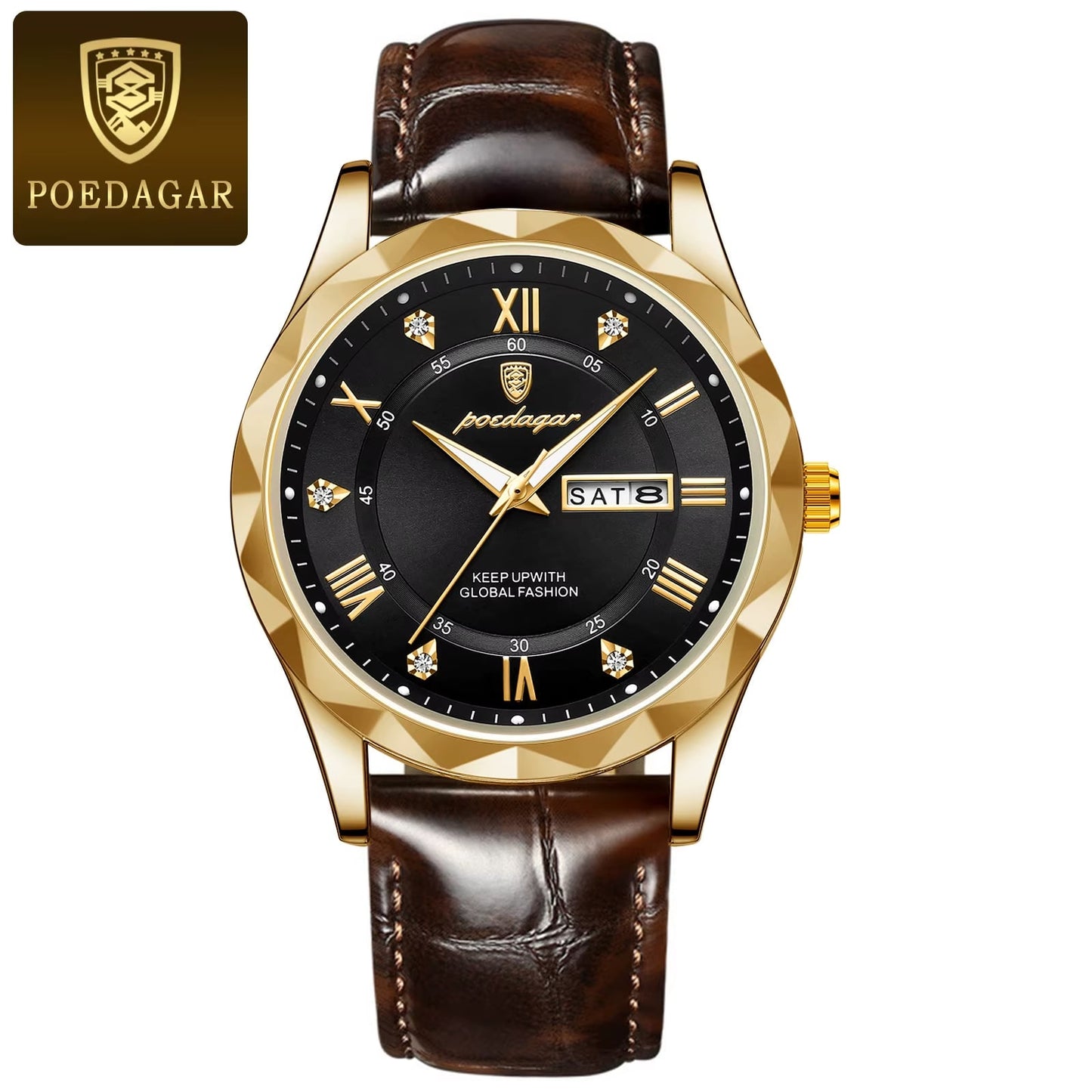POEDAGAR 615 LuxChrono – Men's Leather Business Quartz Watch