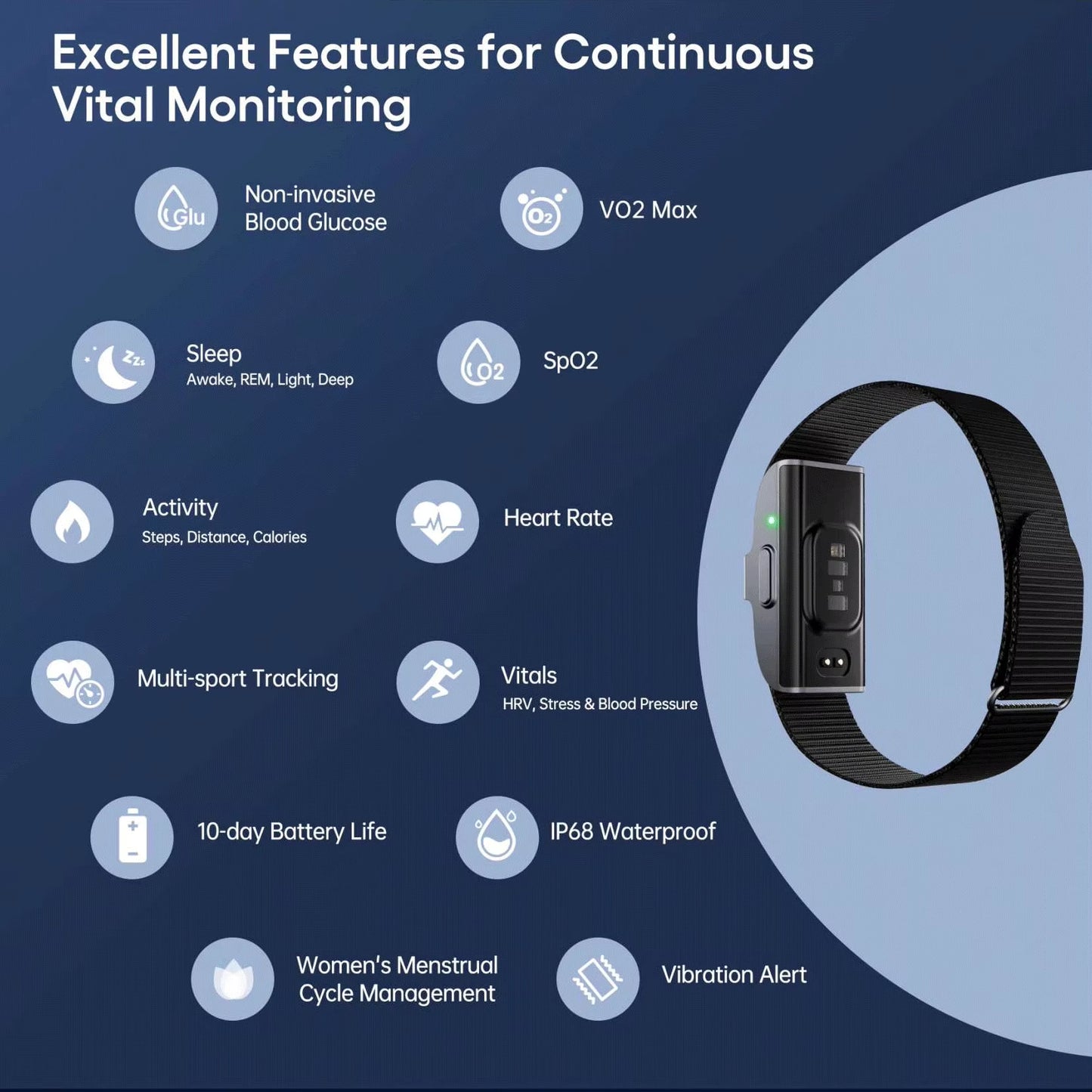 For Smartband for Health Management Heart Rate Monitor Blood Pressure Tracker for Android Users