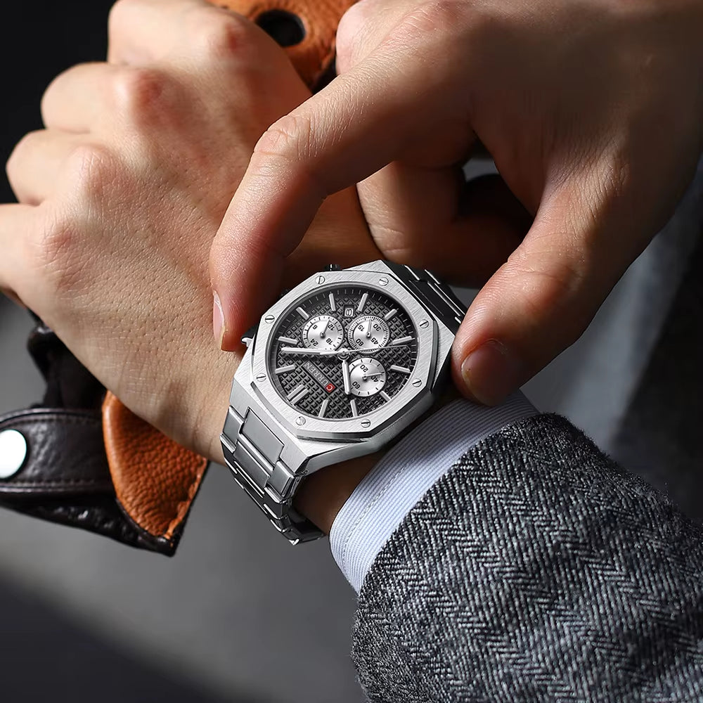 Hot Sale CURREN Top Brand Men Watch Quartz Six Needle Chronograph Stainless Steel Golden Wristwatch Watch for Men Reloj 8440