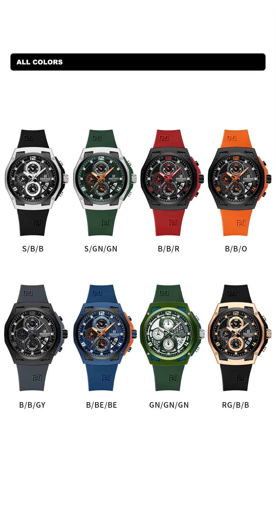 Top Brand NAVIFORCE 8051 Hot Sale Luxury Original Sport Chronograph Watches Men Wrist Quartz Waterproof Male Gift Wristwatch