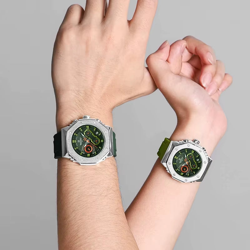 New NAVIFORCE 8035 Top Brand Men'S Watch with Silicon Strap Fashion Sport Casual Wristwatch Luxury Chronograph Day Watches Reloj