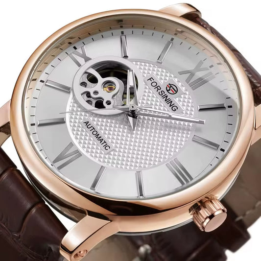 2025 New Designer Luxury Brands FORSINING Business Man Watch Automatic Movement Skeleton Mechanical Clock Elegant Male Watches