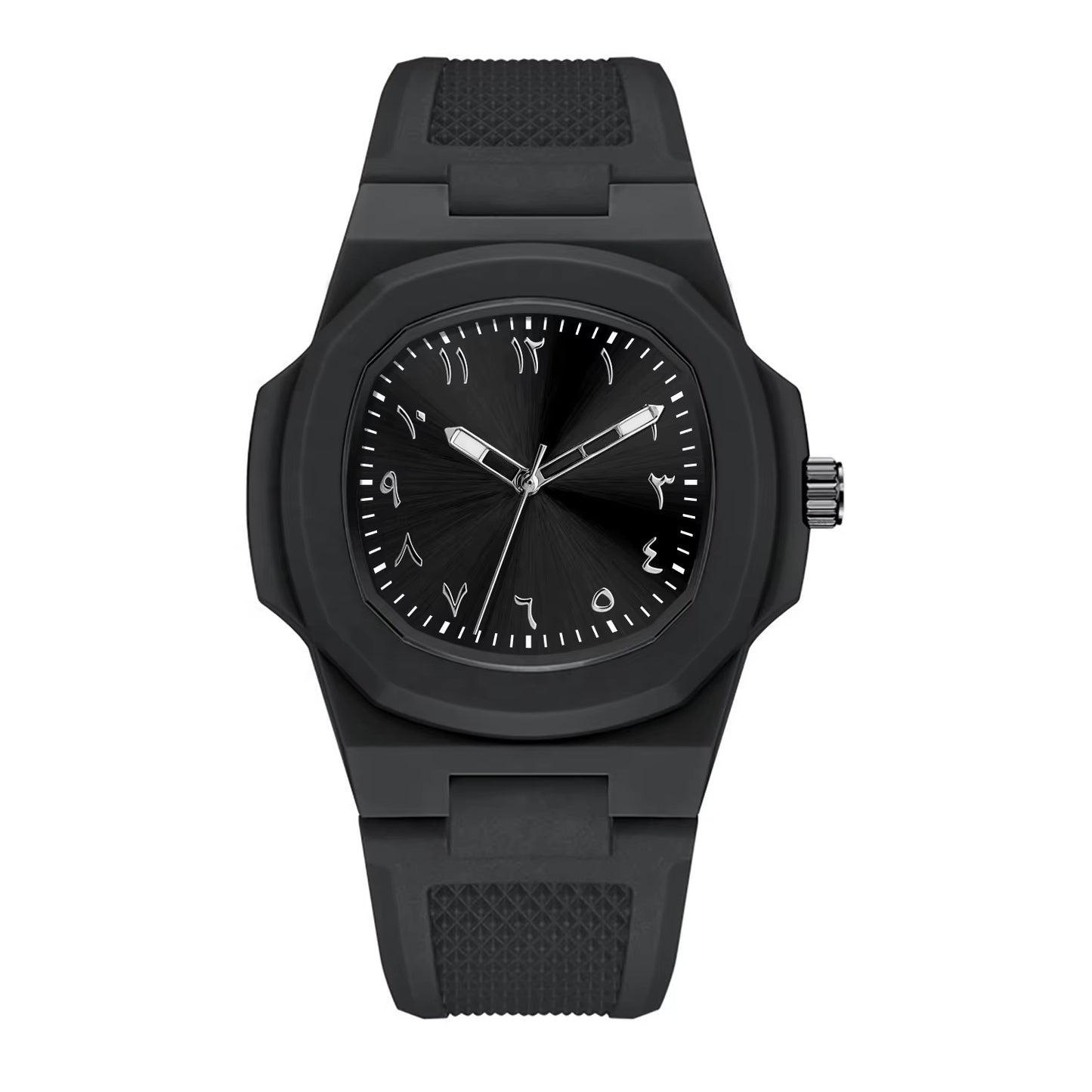 Custom Logo Square Luminous Silicone Quartz Wristwatches Waterproof Arabic Dial Watches Men Wrist Reloj Hombre