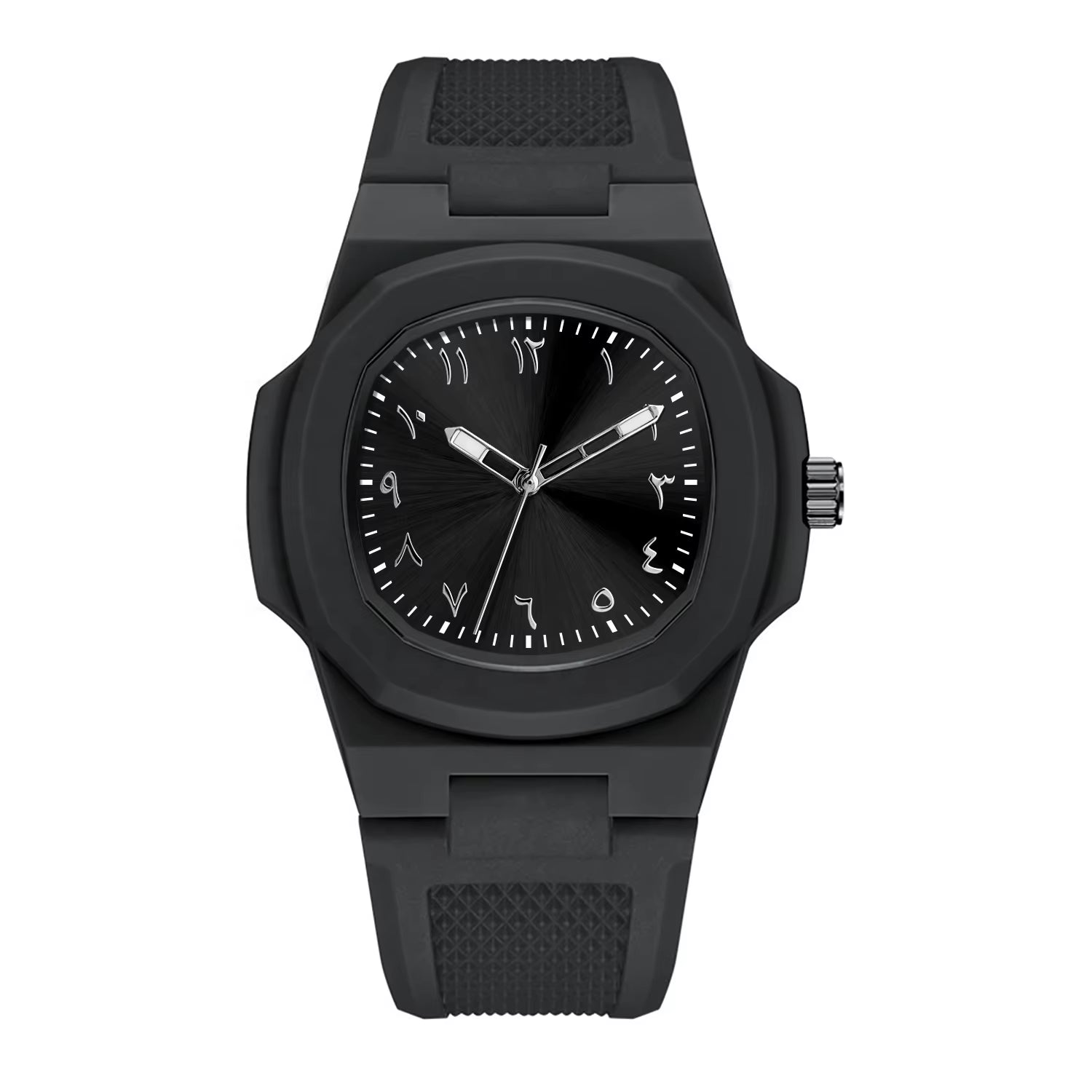 Custom Logo Square Luminous Silicone Quartz Wristwatches Waterproof Arabic Dial Watches Men Wrist Reloj Hombre