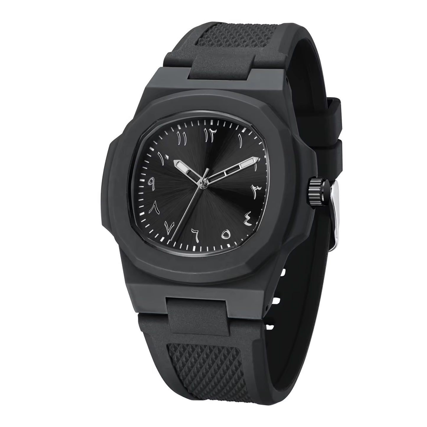 Custom Logo Square Luminous Silicone Quartz Wristwatches Waterproof Arabic Dial Watches Men Wrist Reloj Hombre