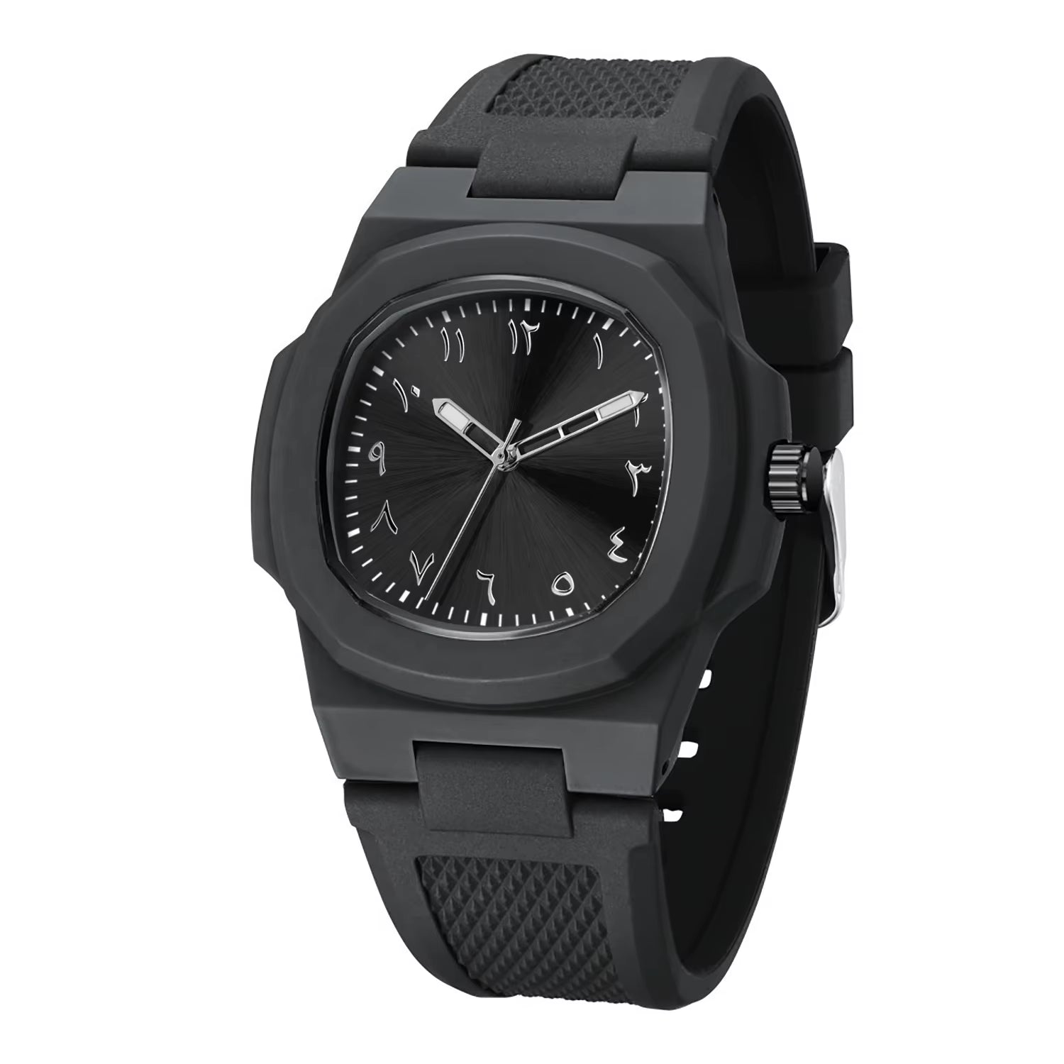 Custom Logo Square Luminous Silicone Quartz Wristwatches Waterproof Arabic Dial Watches Men Wrist Reloj Hombre