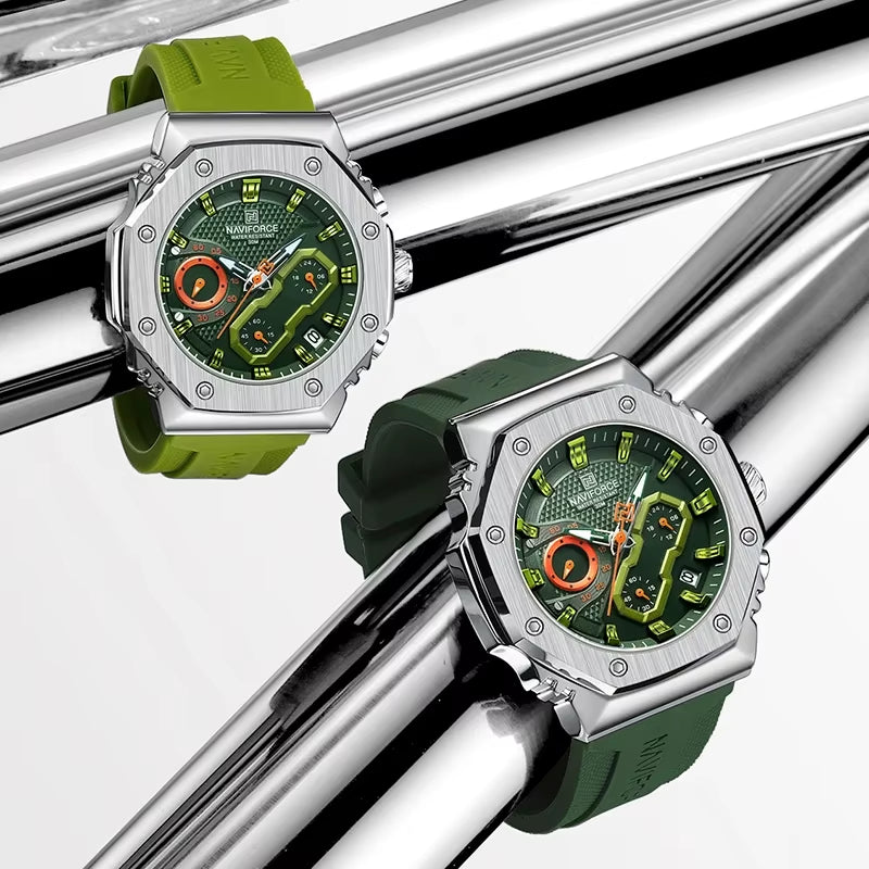 New NAVIFORCE 8035 Top Brand Men'S Watch with Silicon Strap Fashion Sport Casual Wristwatch Luxury Chronograph Day Watches Reloj