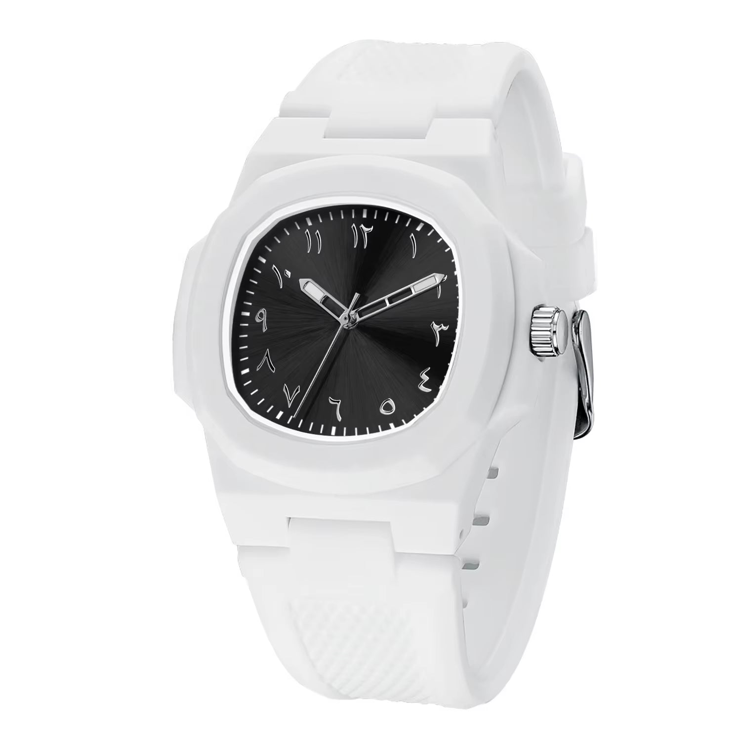 Custom Logo Square Luminous Silicone Quartz Wristwatches Waterproof Arabic Dial Watches Men Wrist Reloj Hombre