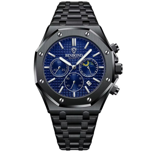 BINBOND NovaB0161 – Men's Luxury Stainless Steel Calendar Watch